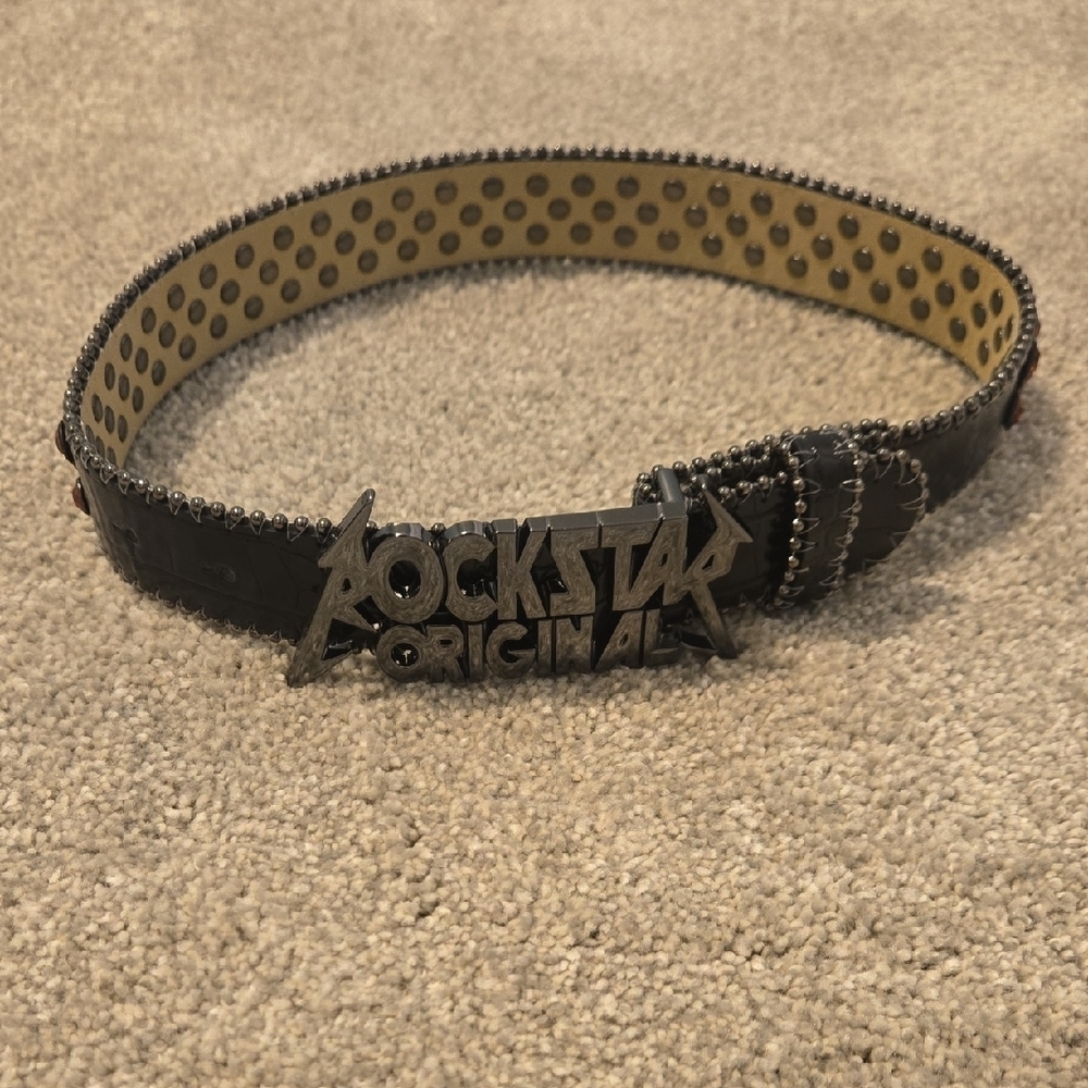 Childs Rockstar Original Black Belt With‎ Red Stones